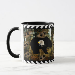 Black Bear Bald Eagle Bear Paw Prints Wilderness Mug