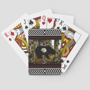 Black Bear Bald Eagle Bear Paw Prints Wilderness Playing Cards