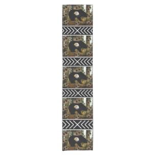 Black Bear Bald Eagle Bear Paw Prints Wilderness Short Table Runner