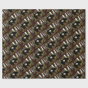 Black Bear Bald Eagle Bear Paw Prints Wilderness Wrapping Paper