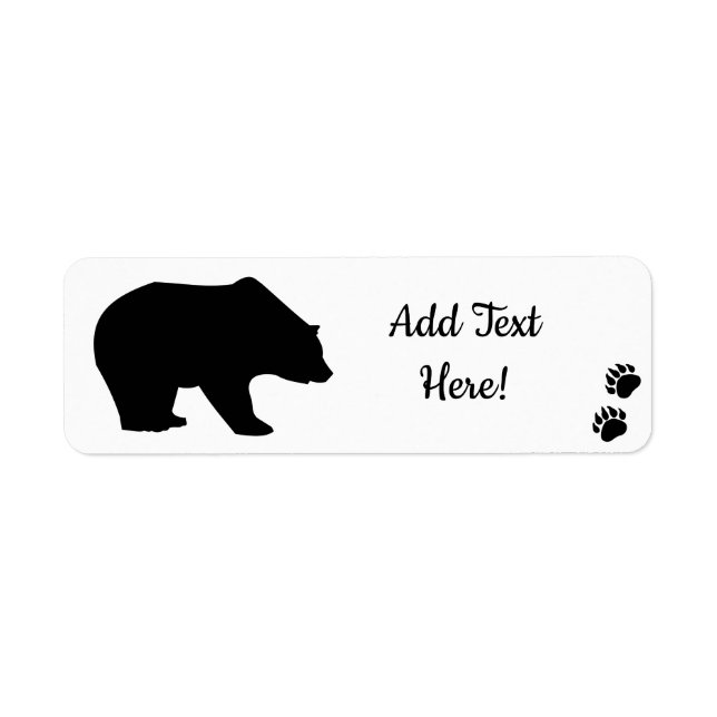 Black Bear Bear Paws Return Address Label (Front)