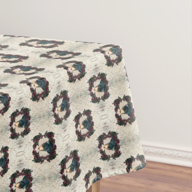 Black Bear Birch Bark Pine Berries Repeat Tablecloth (In Situ)