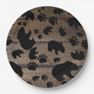 Black Bear Black Bear Paws Paper Plate