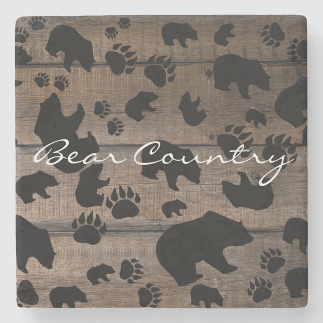 Black Bear Black Bear Paws Stone Coaster (Front)