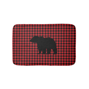 Black Bear Buffalo Check Bath Mat
