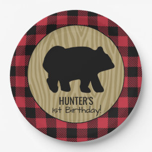 Black Bear Buffalo Plaid Lumberjack Plate