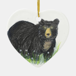 black bear ceramic ornament