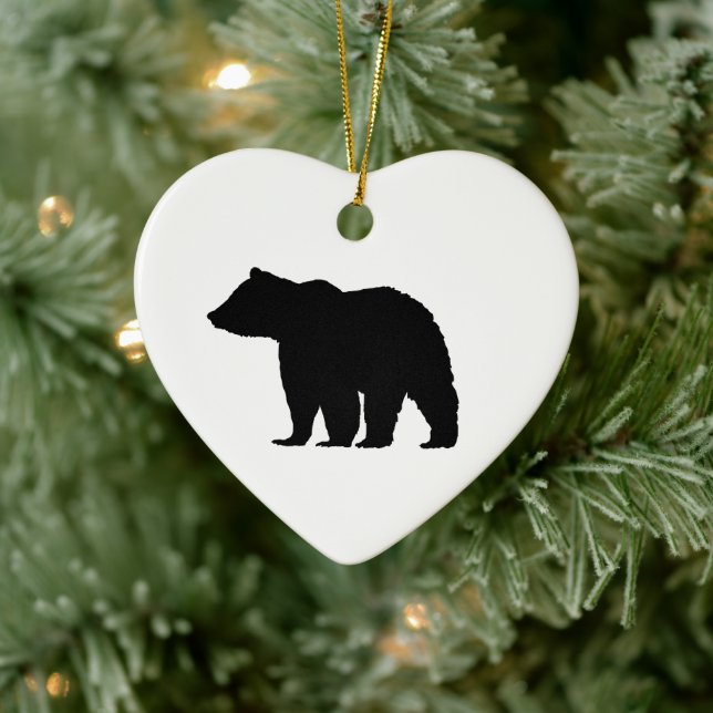 Black Bear Christmas Art Ceramic Ornament (Tree)