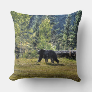 Black Bear Crossing A Ranch Pasture Cushion