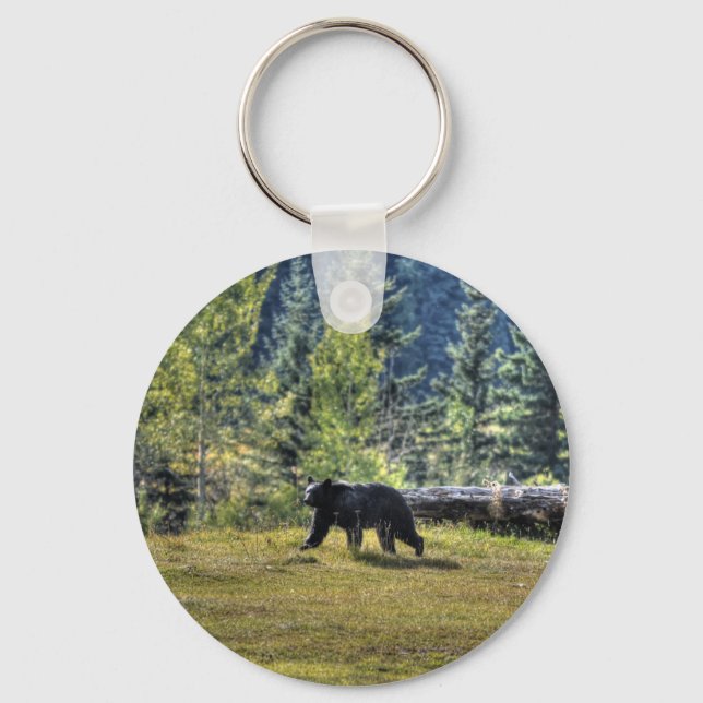 Black Bear Crossing A Ranch Pasture Key Ring (Front)