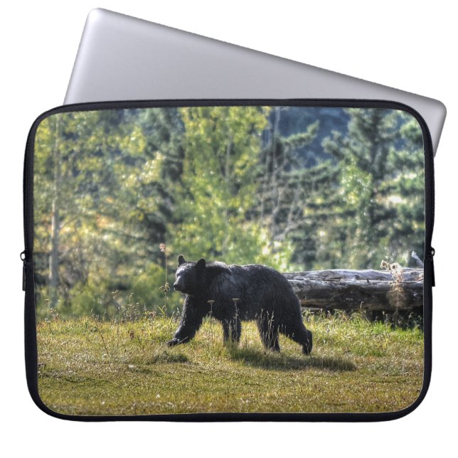 Black Bear Crossing A Ranch Pasture Laptop Sleeve (Front)