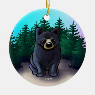 Black Bear Cub Ceramic Ornament