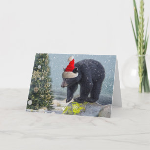 Black Bear Cub Christmas Holiday Card