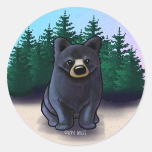 Black Bear Cub Classic Classic Round Sticker