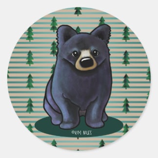 Black Bear Cub Classic Round Sticker