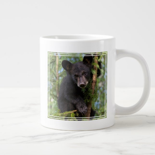 Black Bear Cub Playing in Trees Large Coffee Mug (Right)