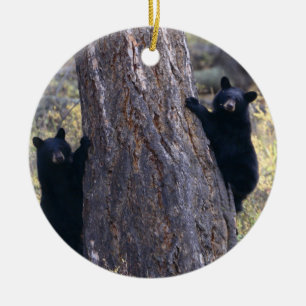 black bear cubs ceramic tree decoration