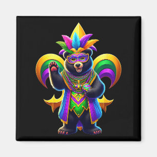 Black Bear Cute Mardi Gras Magnet
