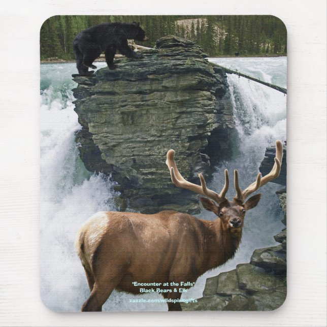 Black Bear & Elk Wildlife Supporter Mousepad (Front)