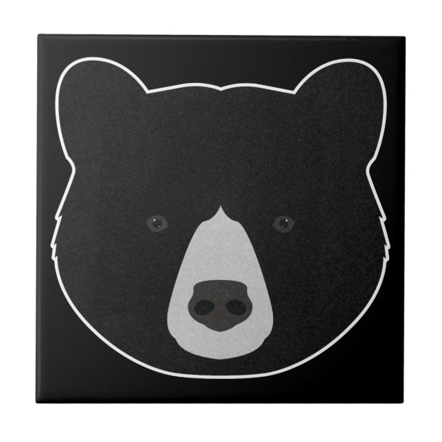 Black Bear Face Ceramic Tile (Front)