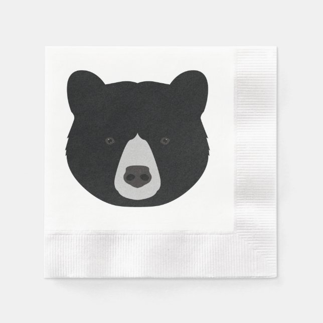 Black Bear Face Napkin (Front)