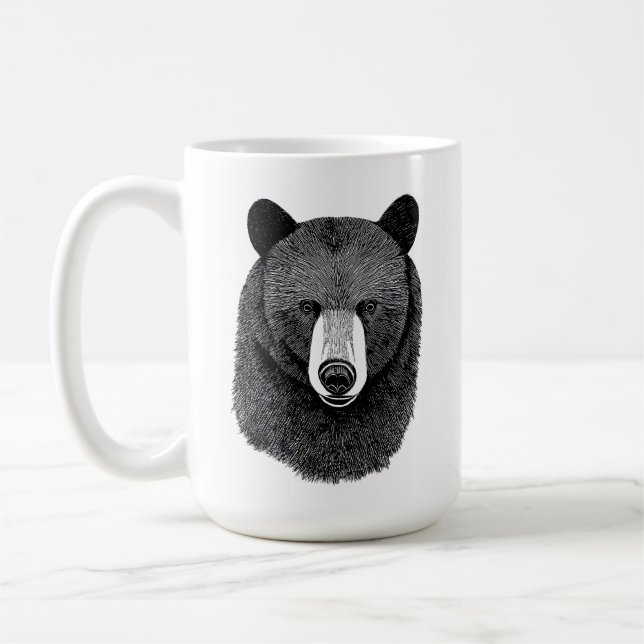 Black Bear Face original Animal art drawing   Coffee Mug (Left)