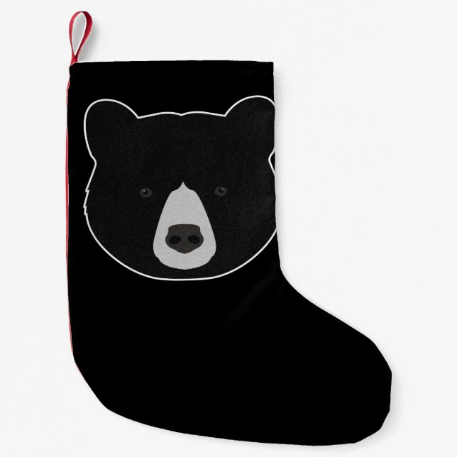 Black Bear Face Small Christmas Stocking (Front)