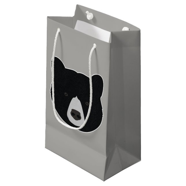 Black Bear Face Small Gift Bag (Front Angled)