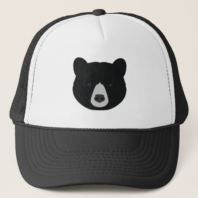Black Bear Face Trucker Hat (Front)