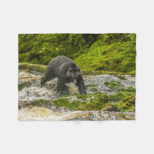 Black Bear Fishing Qua Creek British Columbia Fleece Blanket