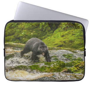 Black Bear Fishing Qua Creek British Columbia Laptop Sleeve