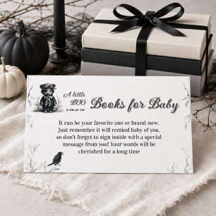 Black Bear Halloween Little Boo Book Baby Shower Enclosure Card