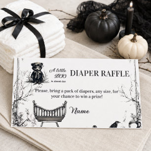 Black Bear Halloween Theme Little Boo Baby Shower Enclosure Card