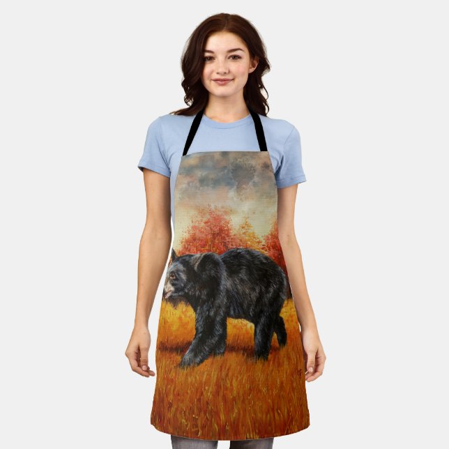 Black Bear in Autumn Forest Apron (Worn)