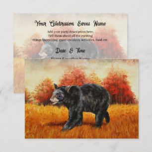 Black Bear in Autumn Forest Invitation
