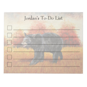 Black Bear in Autumn Forest Notepad