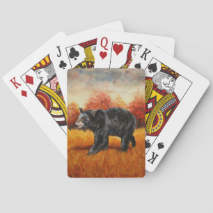 Black Bear in Autumn Forest Playing Cards