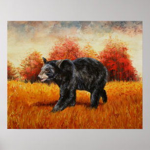 Black Bear in Autumn Forest Poster