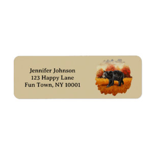 Black Bear in Autumn Forest Return Address Label