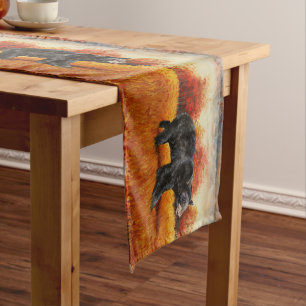Black Bear in Autumn Forest Short Table Runner
