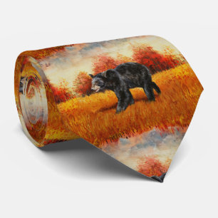 Black Bear in Autumn Forest Tie