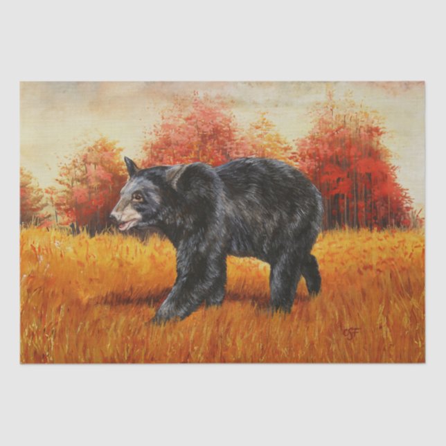 Black Bear in Autumn Forest Tissue Paper (Front)