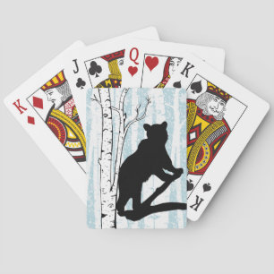 Black Bear in Birch Forest Playing Cards