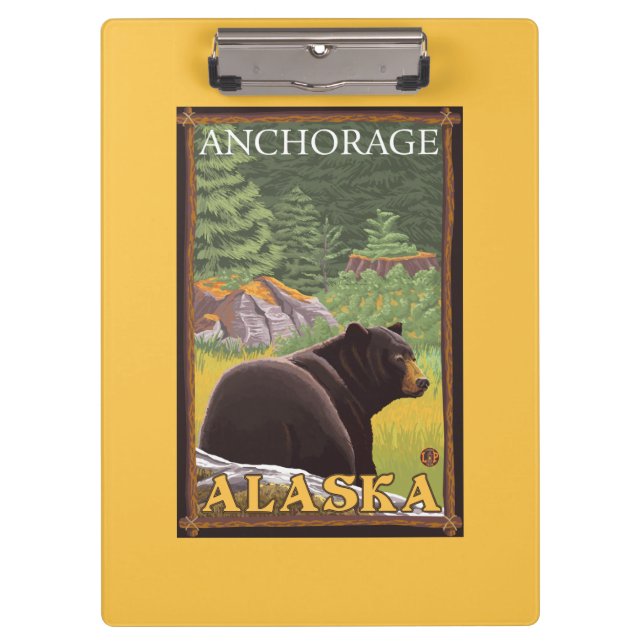 Black Bear in Forest - Anchorage, Alaska Clipboard (Front)