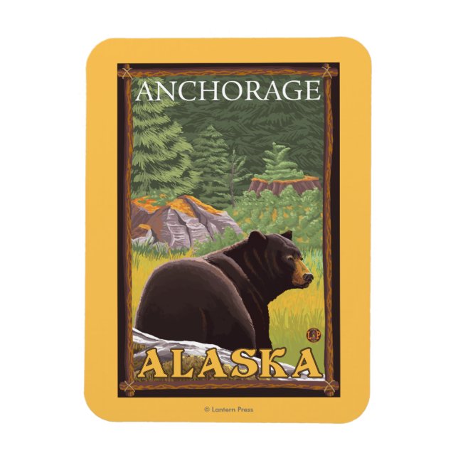 Black Bear in Forest - Anchorage, Alaska Magnet (Vertical)