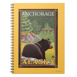 Black Bear in Forest - Anchorage, Alaska Notebook