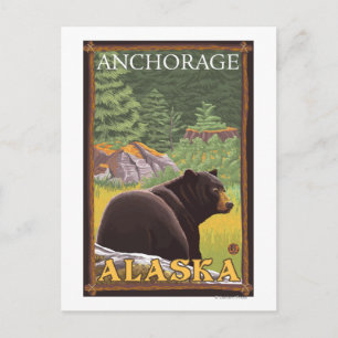 Black Bear in Forest - Anchorage, Alaska Postcard
