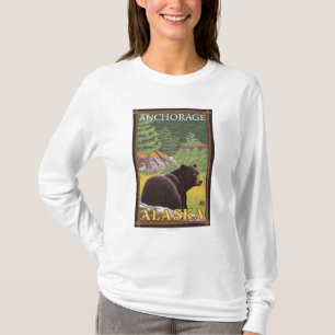 Black Bear in Forest - Anchorage, Alaska T-Shirt