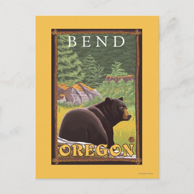 Black Bear in Forest - Bend, Oregon Postcard (Front)
