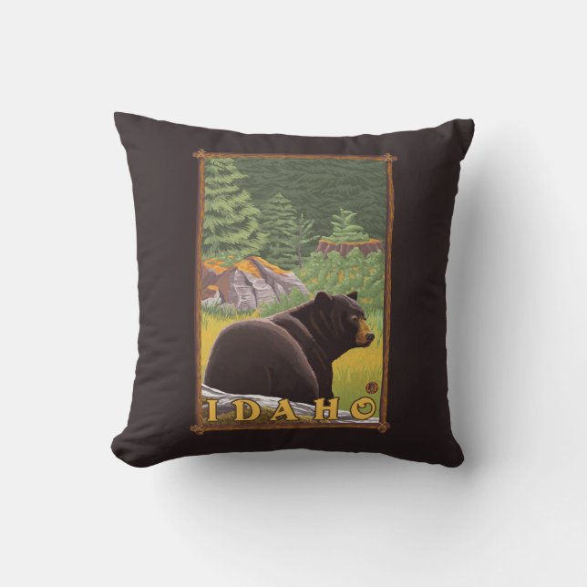 Black Bear in Forest - Idaho Cushion (Front)